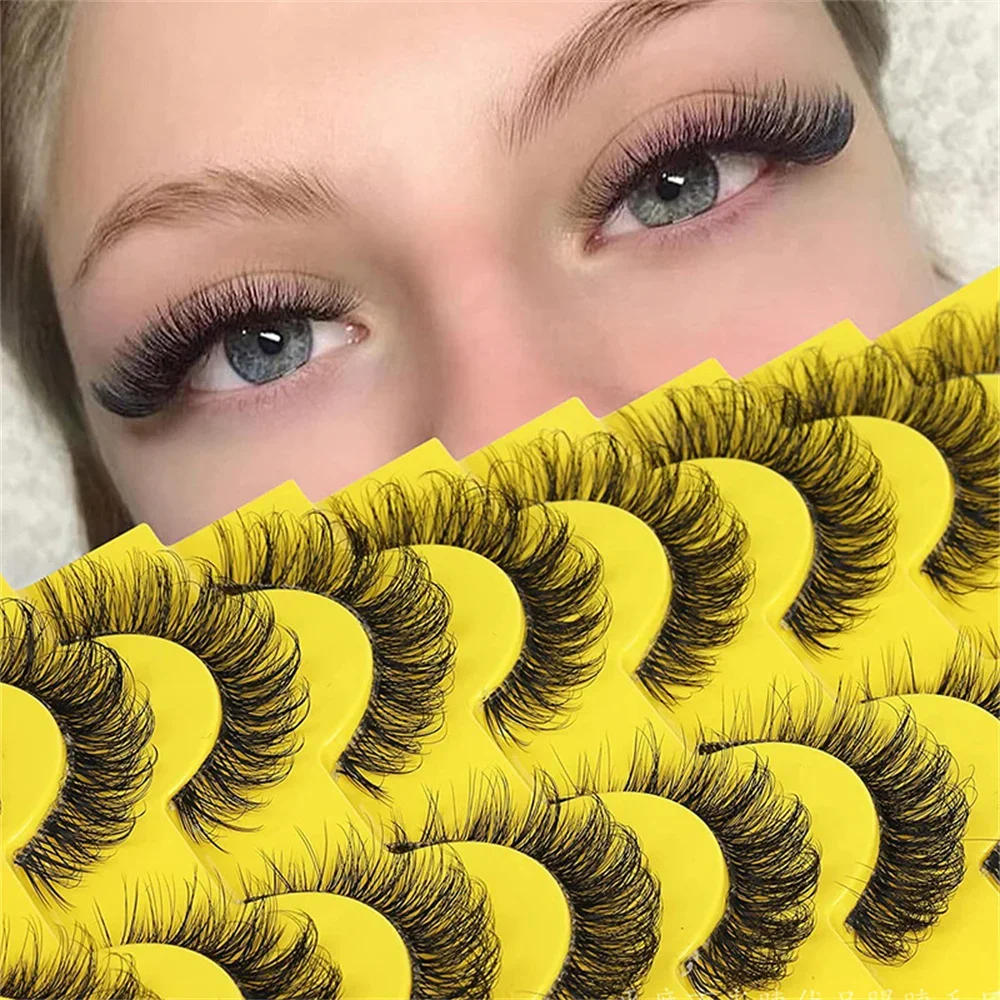 Description Picture 2 of item10 Pairs Faux Mink Eyelashes False Eyelashes Fluffy Lashes Dramatic Volume Lashes Natural Long Eyelashes Makeup