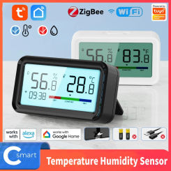 Tuya WIFI ZigBee Temperature & Humidity Sensor Backlight for Smart Home SmartLife Support Alexa Google Assistant Voice Control