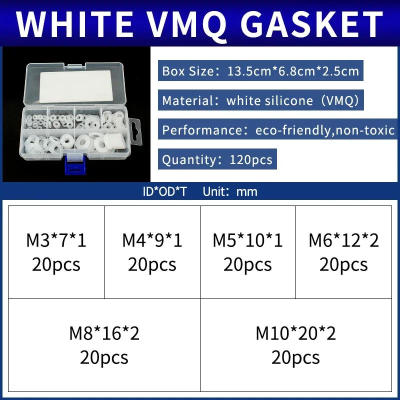 Description Picture 5 of itemFlat gasket boxed nitrile silicone fluorine rubber repair kit sealing valve waterproof combination kit gasket o-ring