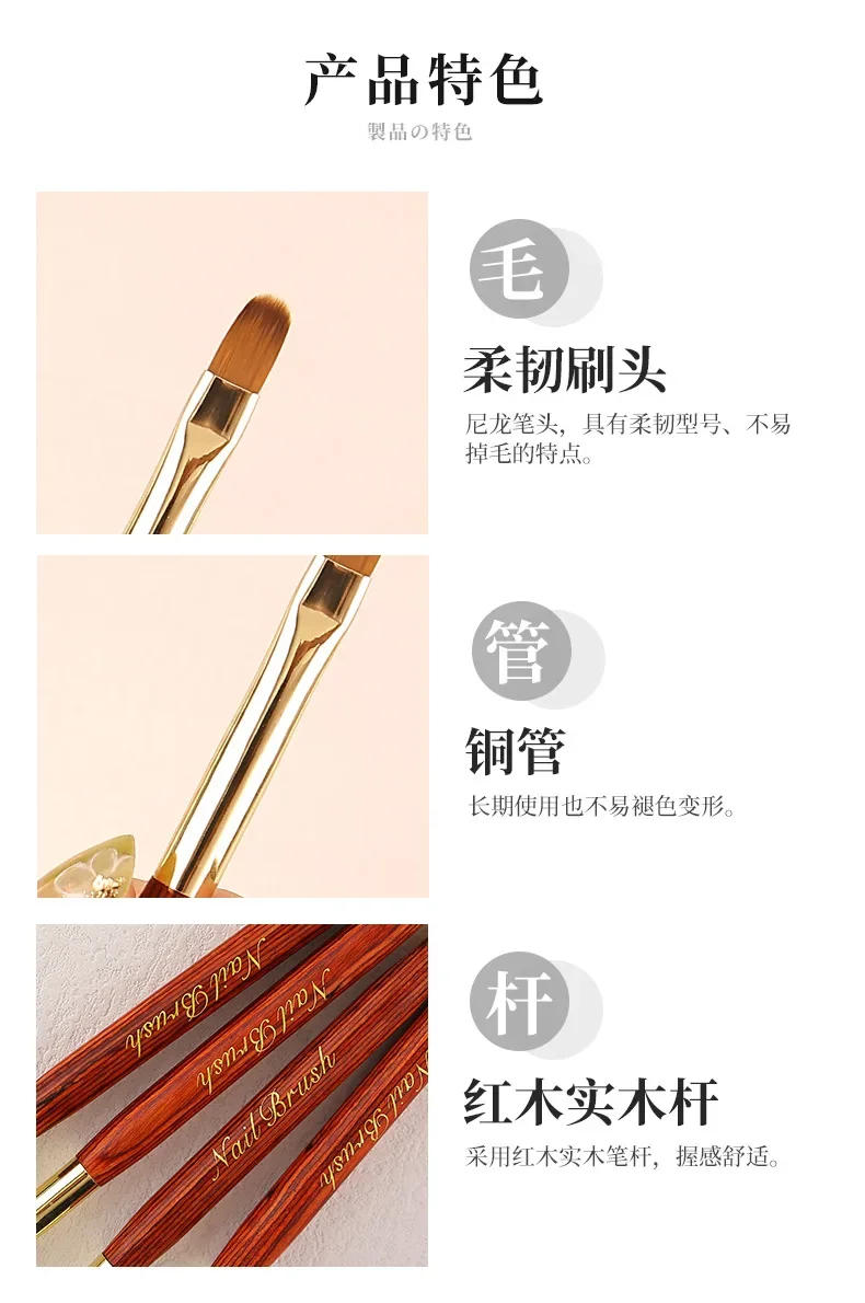 Description Picture 6 of itemDual-ended Nail Brush Acrylic Nail Art Brushes Gel Nail Polish Flower  Liner Painting Drawing Manicure Tools  Brushes Nail