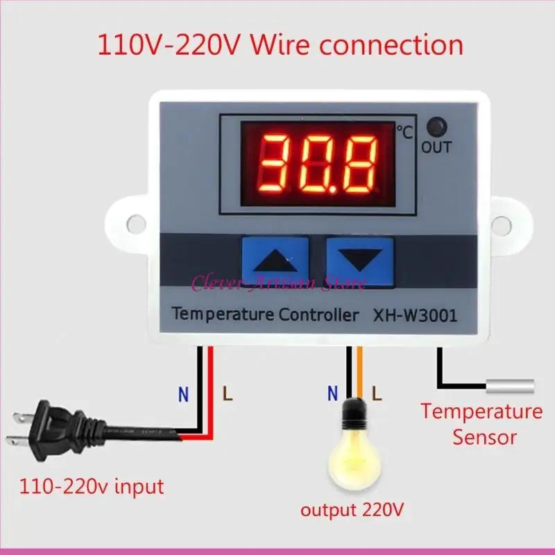 Description Picture 2 of itemE06B W3001 AC 110V-220V Temperature Controller Thermostat Switch Digital LED Display
