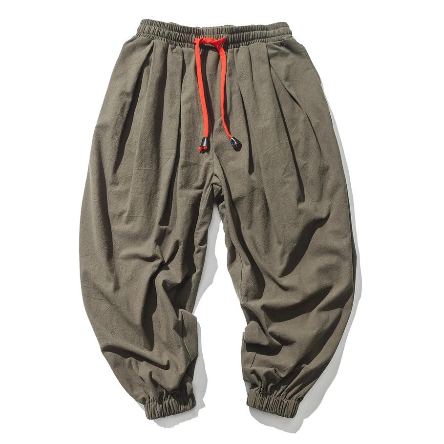 Description Picture 3 of itemNew Oversized Men Harem Pants Loose Chinese Style Cotton and Linen Sweatpants Joggers High Quality Casual Trousers Men