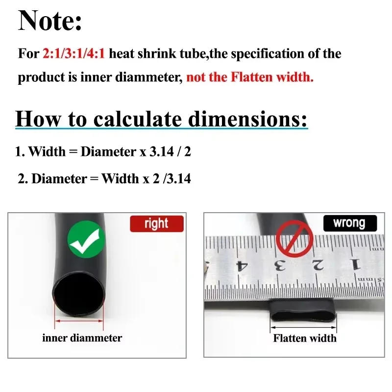 Description Picture 5 of item1~15m Yellow-Green 2:1 Heat shrink Tube Dia 1~50mm Heat-Shrink Tubing Wire Repair Protector Cable Connector Insulation Sleeving