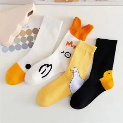 Cartoon Socks Animal Print Duck Cute Calcetines Harajuku Kawaii Women Skarpetki Kobieta Skarpety Mujer Meias Calcetas Funny Sock