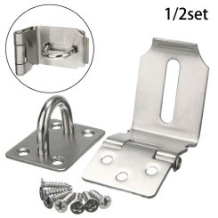 1 Set Stainless Steel Padlock Clasp Gate Hasp Staple Door 90 Degrees Latches Lock Shed Latch Household Burglar-proof Hardware