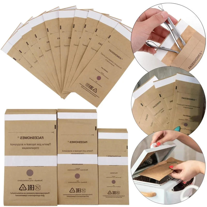 Description Picture 2 of item100Pcs Disposable Sterilization Disinfection Bag Set Nail Tools Sterilizer Kraft Bags Nails Equipment Disinfection Accessories