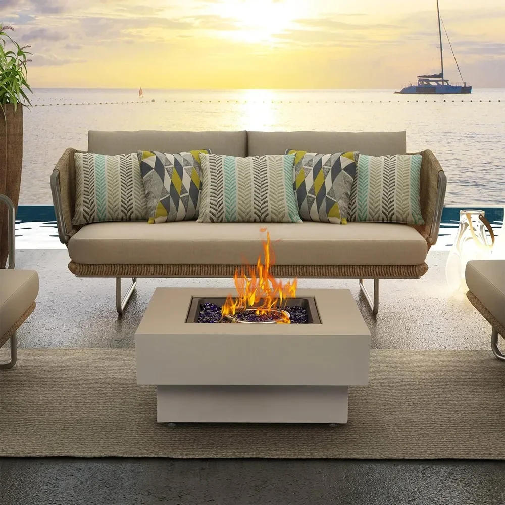 Description Picture 2 of itemPropane Fire Pit Table, 33-inch 50,000 BTU Outdoor Gas Fireplace for Patio, Square Low Profile Fire Table w/Lid, Glass Rocks