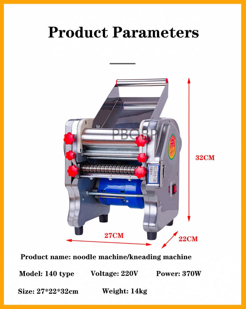 Description Picture 6 of itemPBOBP 2 Blade Electric Stainless Steel Pasta Maker Machine Noodle Making Machine Dough Sheeter Dough Roller