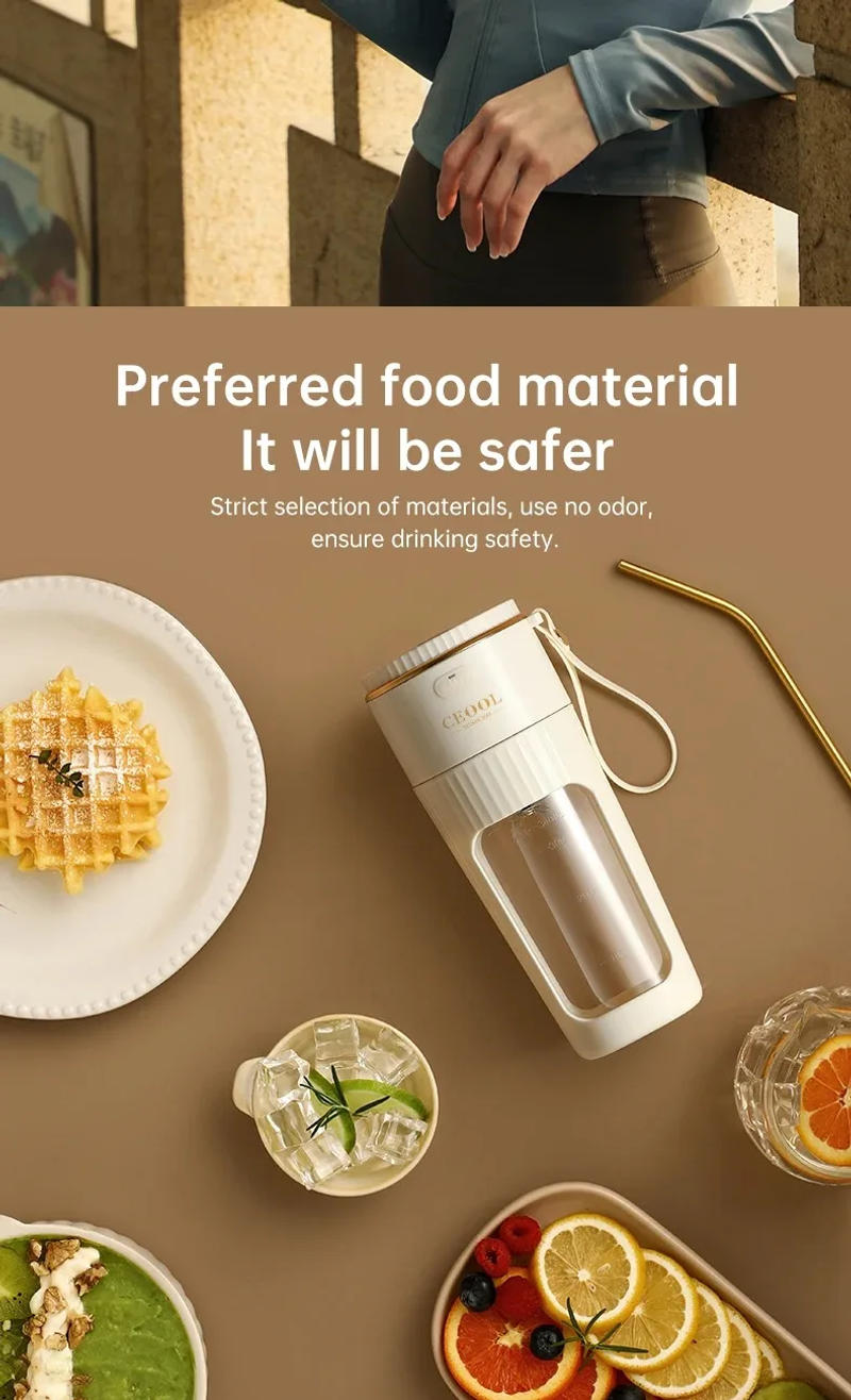 Description Picture 5 of item340ML portable Juicer Wireless with straw Electric Blender for juice milkshake ce cube food supplement Smoothie Mixer