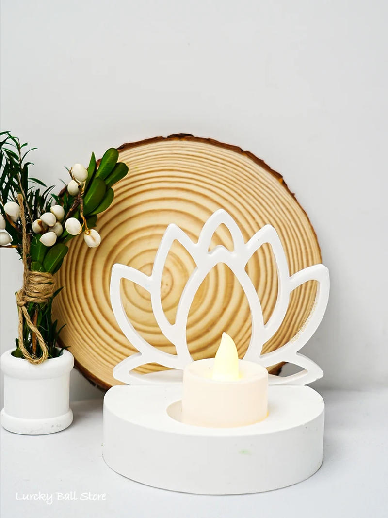 Description Picture 3 of itemNew Hollow Lotus Candlestick Silicone Mold DIY Flower Candle Holder Pendant Casting Tools Concrete Resin Mould Eid Ramadan Decor
