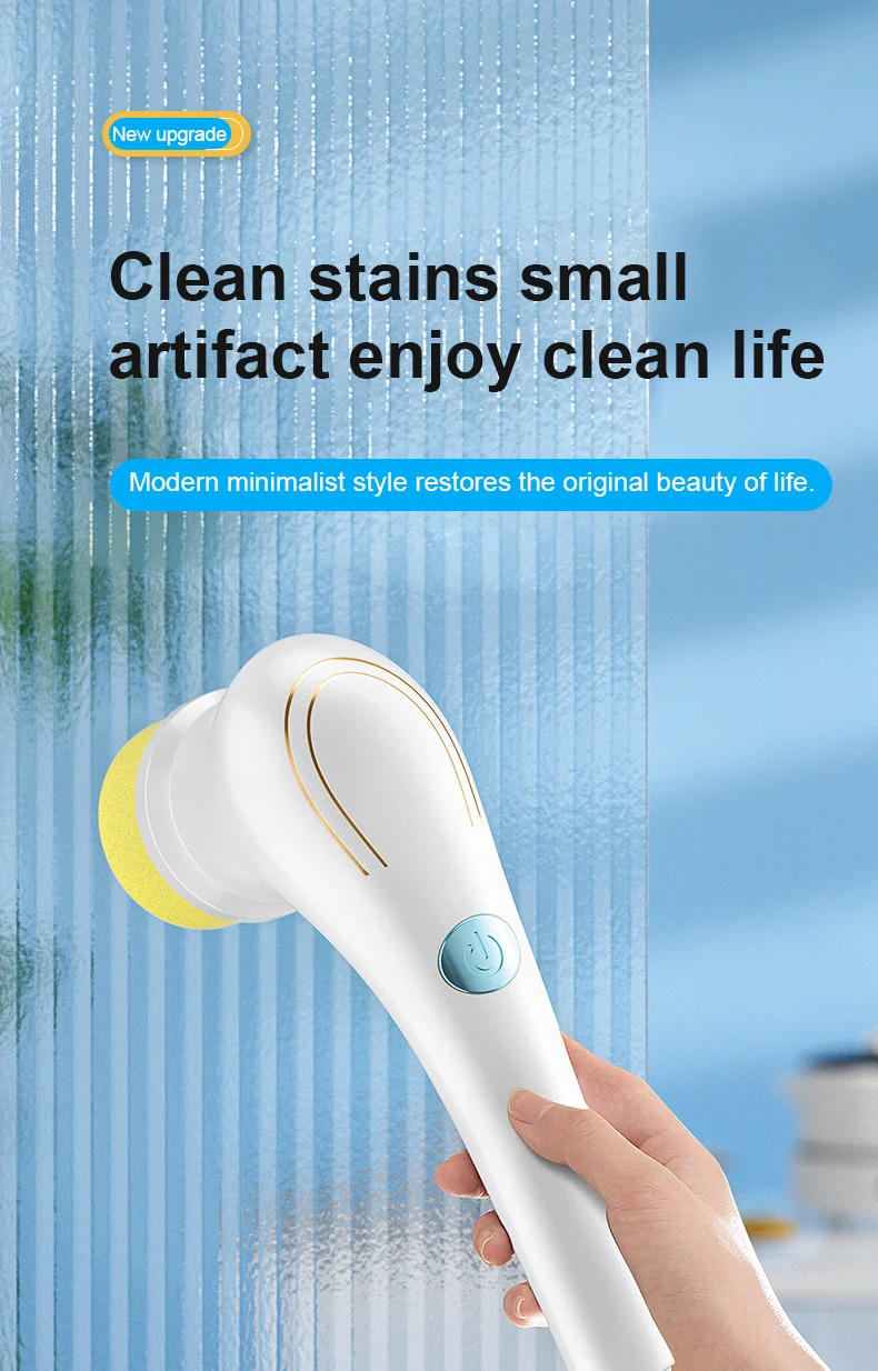Description Picture 2 of itemHandheld Eectric Cleaning Brush Cordless Spin Scrubbe With 5 Replaceable Brush Heads USB Rechargeable 360Â°Power Scrubbe