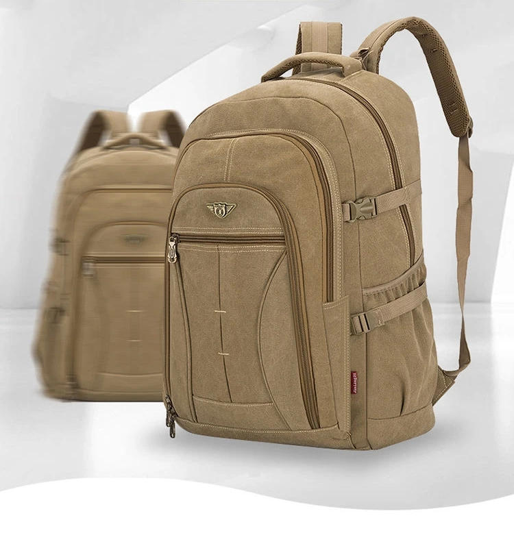 Description Picture 2 of item70L Thick Canvas Camping Backpack Large Capacity Waterproof Outdoor Trekking Travel Climbing Bag Luggage Rucksack Men Hiking Bag