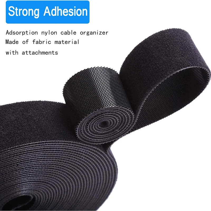 Description Picture 3 of item5M/Roll Reusable Fastening Tape Cable Ties Roll Double Side Hook Roll Hook and Loop Adhesive Fastener Straps For Wire Organizer
