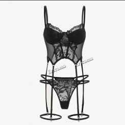 lSexy Lingerie Set 2-Pieces Fancy Underwear Sexy Women Uncensored Transparent Bra Garters Briefs Sets Bandage Sex Outfits