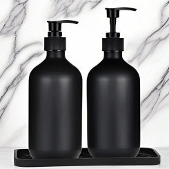 Matte Black 300/500ML Liquid Soap Dispenser Refillable Shampoo Conditioner Body Lotion Container for Bathroom Supplies Hotel