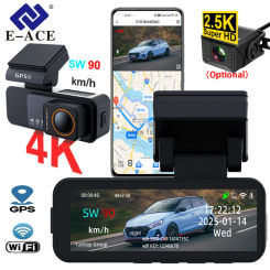 E-ACE 3.2 Inch Mini 4k HD Car Dash Cam Front Optional 2.5K Sony Rear  Camera G Sensor Reversing Car Camera WlFl Built-in GPS