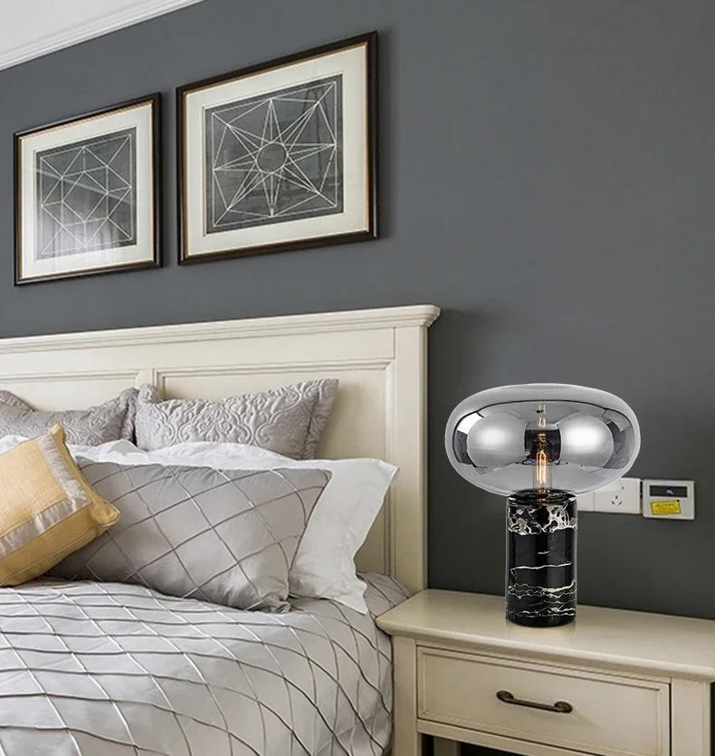 Description Picture 6 of itemPostmodern Minimalis Table Lamps Luxury Glass Ball Lampshade Marble Luminaria Bedroom Parlor Study Home Decoration Light Fixture