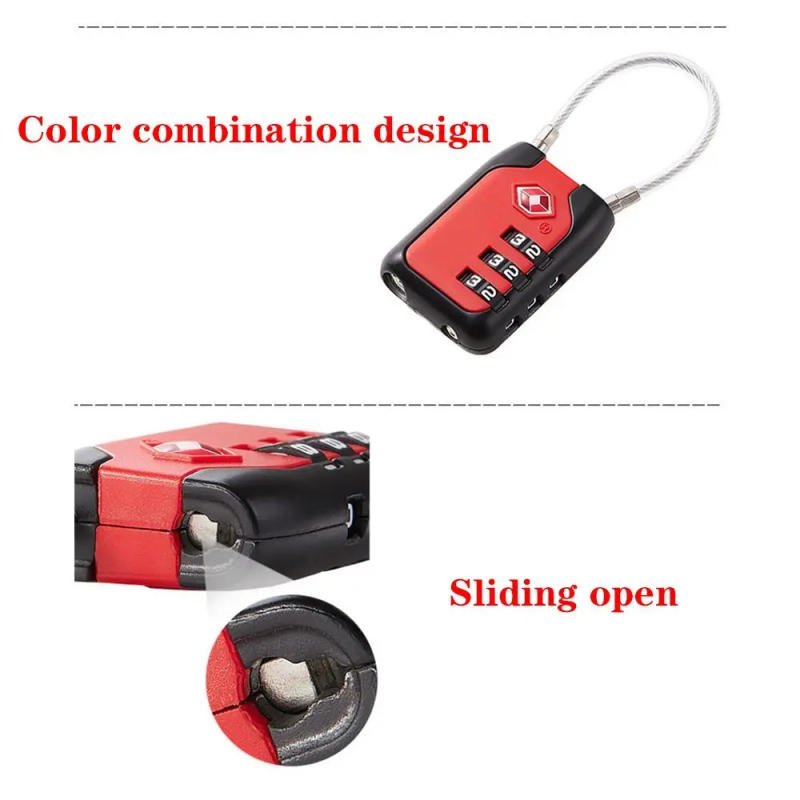 Description Picture 4 of itemNew TSA 3 Digit Combination Lock Zinc alloy Padlock Suitcase Luggage Coded Lock Anti-theft Security Tool Cabinet Locker Travel