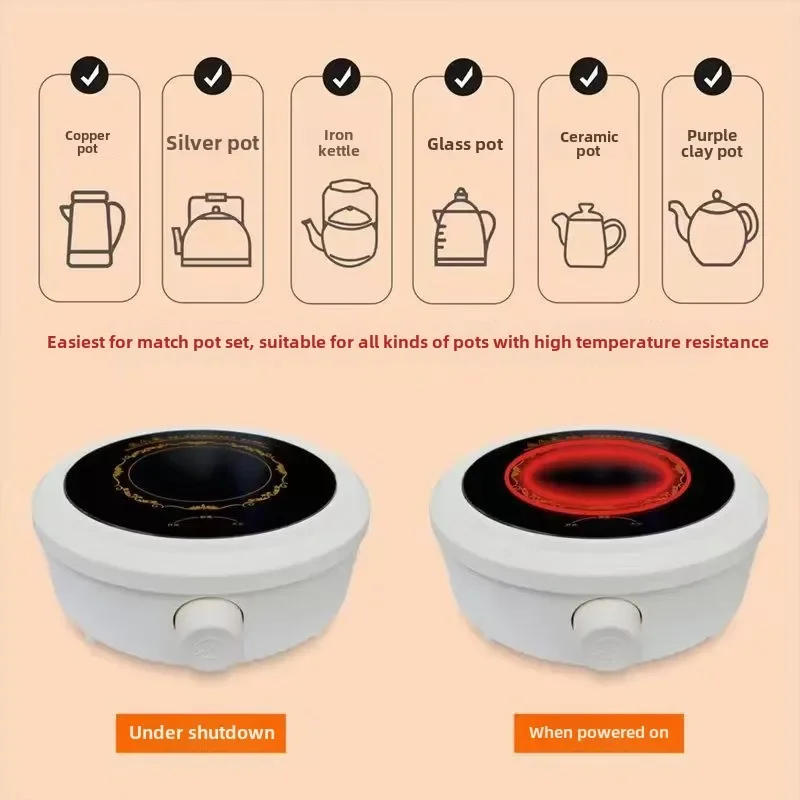 Description Picture 4 of itemElectric Induction Boiler Waterproof Plate Intelligent Hot Pot Stove Cooktop Burner Cooking Machine Heating Mini Furnace