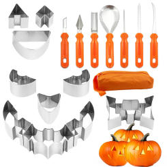 7-17pcs Pumpkin Carving Kit Tools Halloween Pumpkin Carving Tool Set Stencils Pumpkin Cutting Supplies Engraving Kitchen Cutting