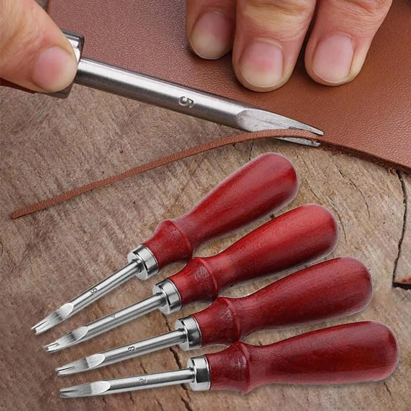 Description Picture 3 of item1pc 1.0/1.2/1.4/1.6mm Leather Edge Beveler Skiving Beveling Knife Cutting Hand Craft Tool with Wood Handle DIY Tools