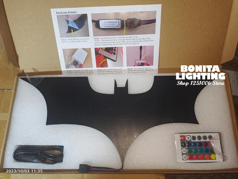 Description Picture 2 of itemSuper Cool 3D LED Night Light Bat Animal Bedside Gaming Room Bar Wall Lamp SuperHero Atmosphere Sign Wall light USB