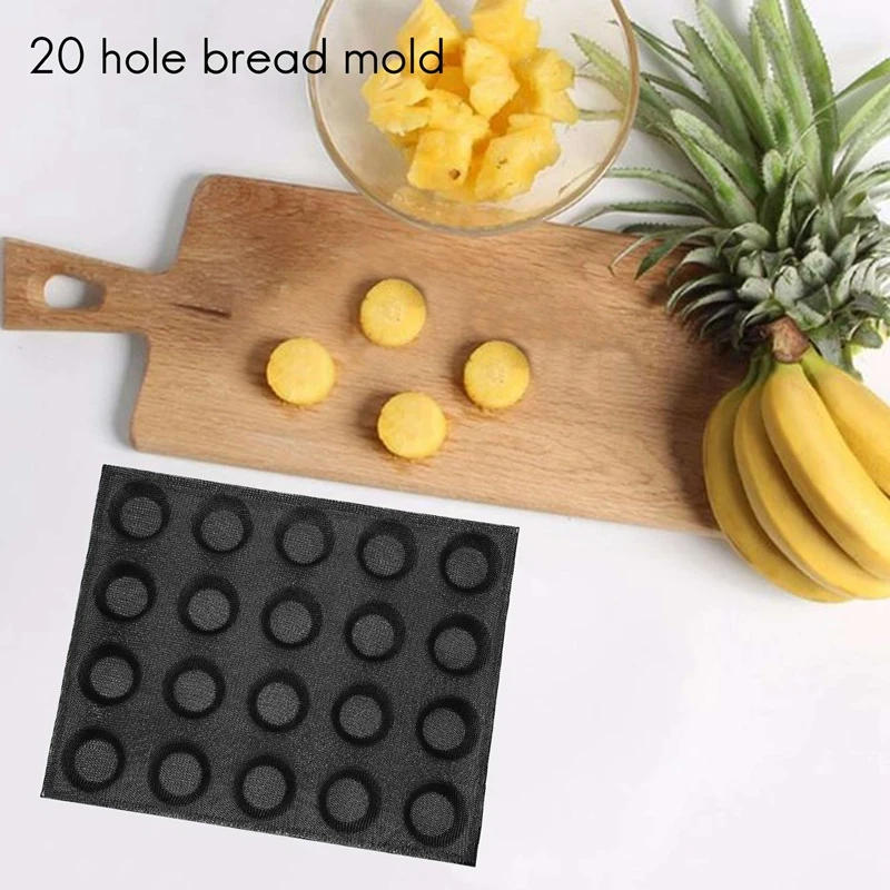 Description Picture 6 of item20-Hole Silicone Mold Cake T Mini Pizza Model Round Bread Hamburger Mold Non-Stick Baking Tray Tool