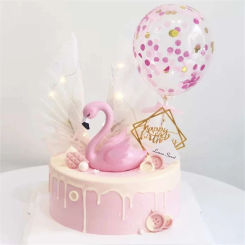 1set Flamingo Cake Decoration Ornaments Romantic Atmosphere Sense Cake For Birthday Wedding, Dessert Table Dress Up Supplies