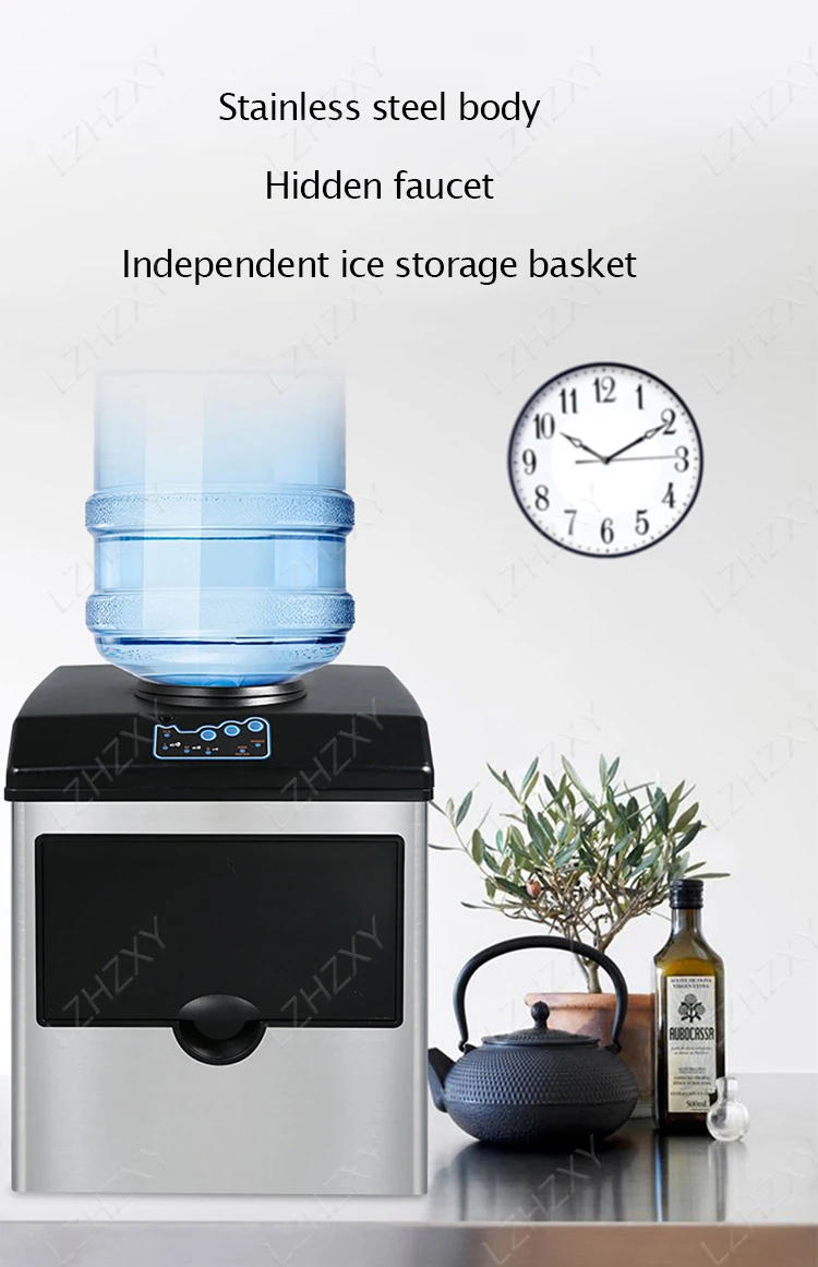 Description Picture 3 of item25KG Ice Maker Electric Commercial Ice Cube Maker Small Household Multifunctional Bottled Water Automatic English Panel