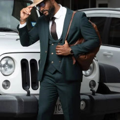 Fashion Autumn Dark Green 3 Piece Men Suit High Quality Tuxedos For Formal Business Blazer For Men Slim Fit Custom Costume Homme