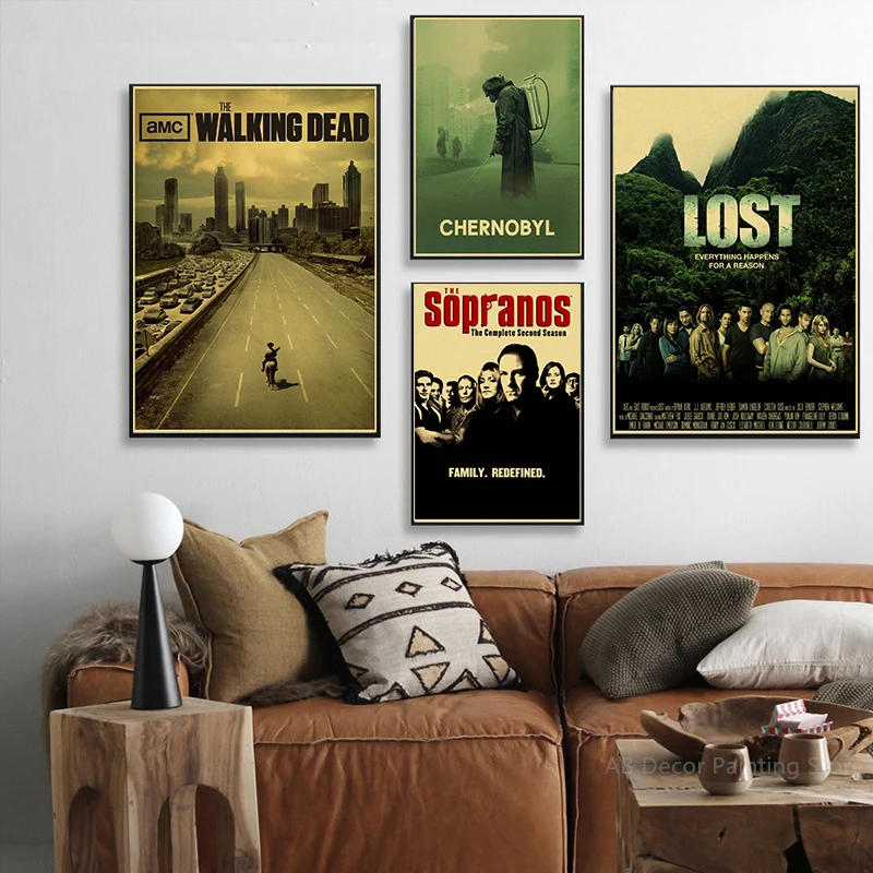 Description Picture 3 of itemVintage TV Movie Poster Film Kraft Paper Prints Posters Retro Wall Art Painting Bar Home Living Room Cinema Decoration Picture