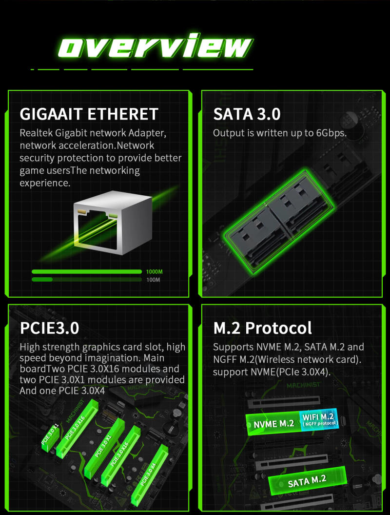 Description Picture 3 of itemMACHINIST MR9S X99 Motherboard LGA 2011-3 Supports Intel Xeon E5 full range of CPU DDR4 RAM memory NVME M.2 USB3.0 ATX Server