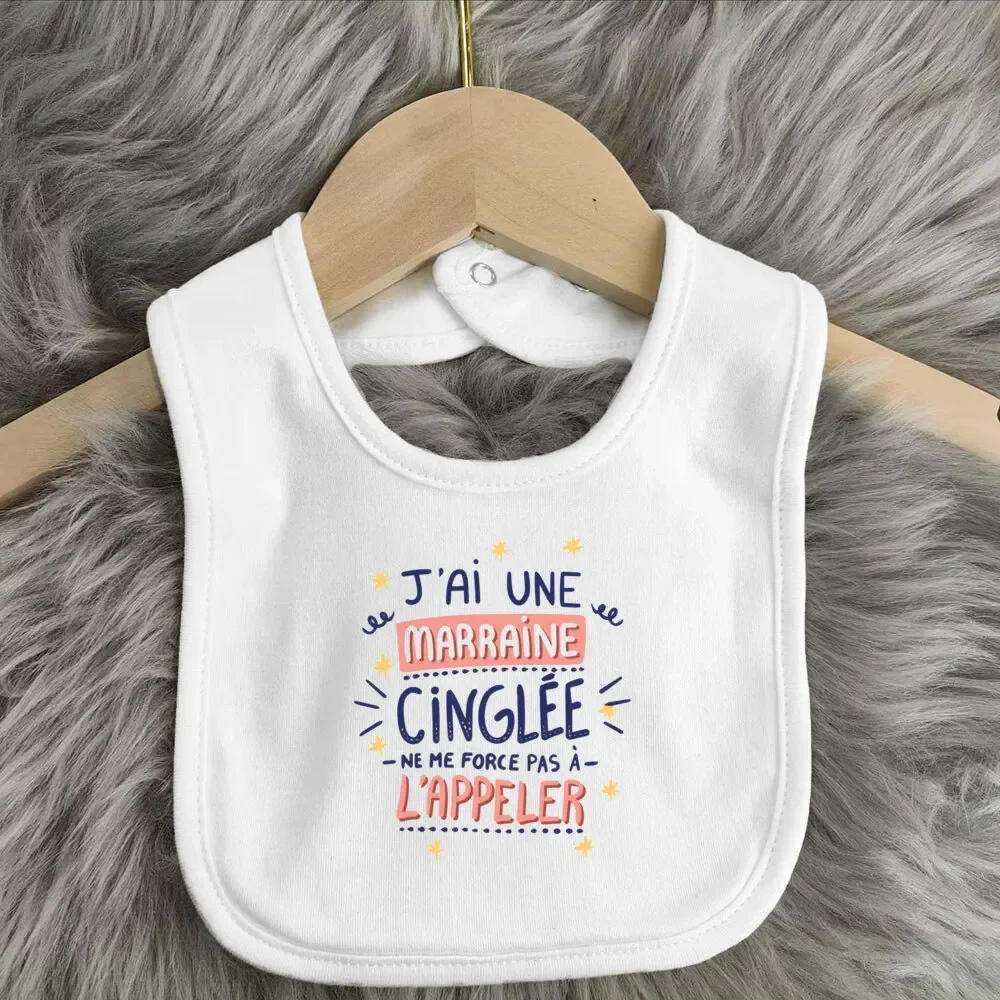 Description Picture 5 of itemI Have A Crazy Godmother France Cute Baby Outfit Bibs Boys Girls Cotton Bib Print Saliva Towel Infant Outfits Bib Best Gift