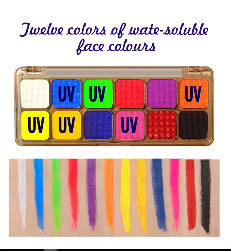 Description Picture 5 of itemFace Paint Palette Non Toxic Safe Halloween Black White Facial Body Painted Paste Children's Face Paints Makeup Set Beauty Tool