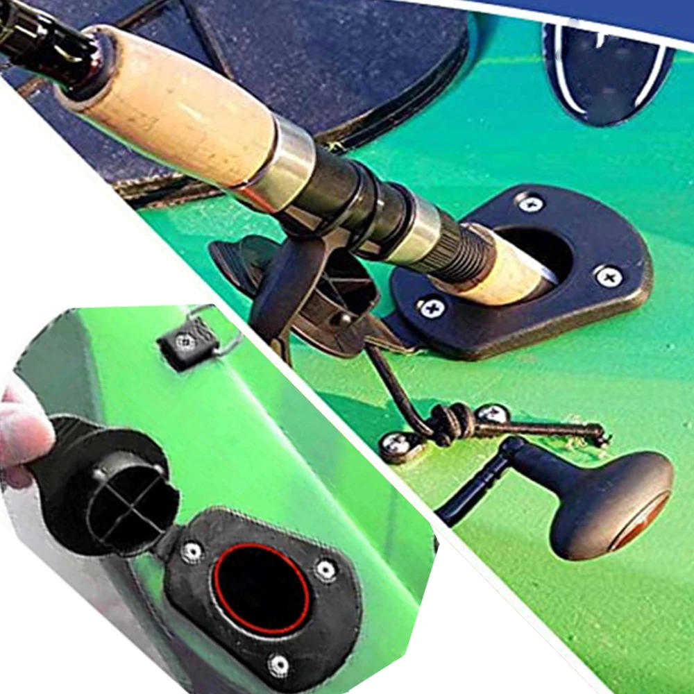 Description Picture 2 of item4PC 2PC Kayak Deck Plastic Flush Mount Fishing Boat Rod Holders and Cap Cover, Fishing Tackle Accessory Tool