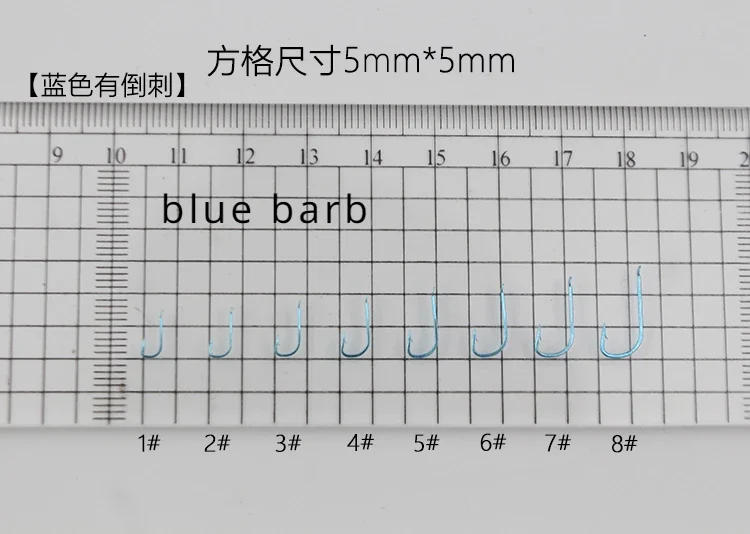 Description Picture 2 of item50pcs Fishing Hook 1#-8# Barbed Nobarb Fishhook Tiny Blue Green Pink Fishhook Uncircle No Ring Carp Hooks Tackle Flat Body pesca