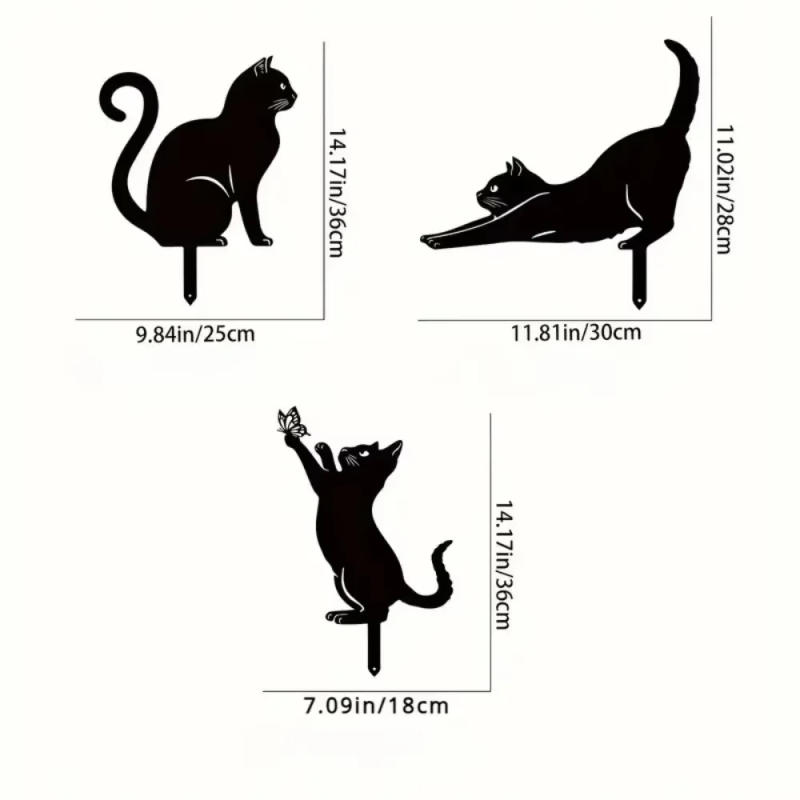 Description Picture 3 of itemCharming Cat Family Garden Stakes â€“ Decorative Cute Cat Silhouette, Ideal for Yard, Garden, and Lawn, Elegant Outdoor Statues