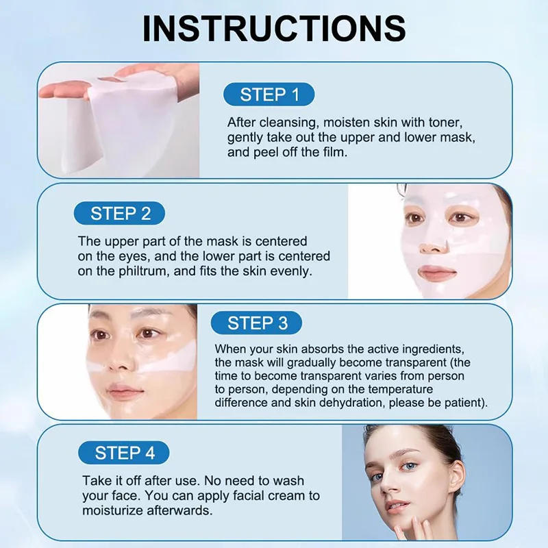 Description Picture 5 of item4Pcs/Box Absorbable Bio-Collagen Real Deep Mask Night Moisturizing Mask Firming Wrinkle Remover Fade Fine Lines Skin Care