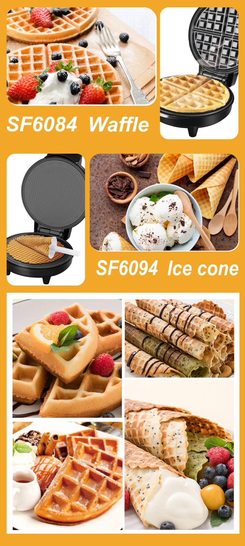 Description Picture 4 of itemElectric Waffle Maker Cooking Kitchen Appliances Bubble Egg Cake Oven Breakfast Ice Cream Machine Waffles Pot Baking Pan Sonifer