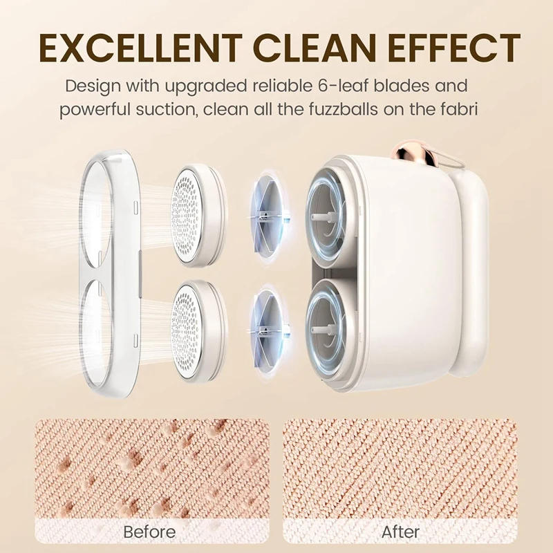 Description Picture 6 of item1 Set Rechargeable Fabric Shaver Electric Lint Remover Dual-Head Defuzzer For Clothes, Sweater, Fuzz, Sofas, Toy
