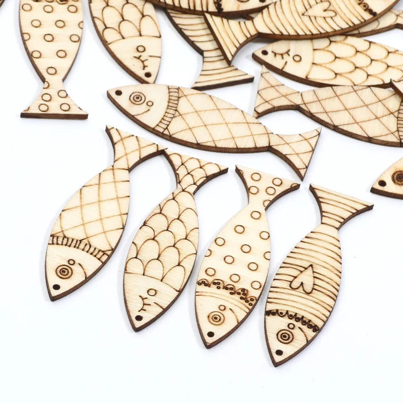 Description Picture 4 of item20pcs Mixed Fish Cartoon Wooden Slices Embellishments DIY Crafts For Scrapbooking Handmade Wood Ornament Home Decor Supplies