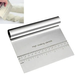 Stainless Steel Dough Pastry Scraper Pizza Cutter Smoother With Measuring Scale Baking Spatulas Decoration Kitchen Tools