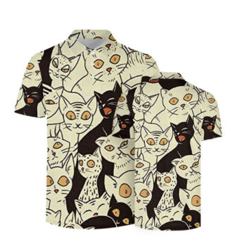 Funny Cartoon Cat 3D Print Polo Shirts For Men Clothes Harajuku Short Sleeve Cute Animal Pattern Street Button Lapel Tee Shirt