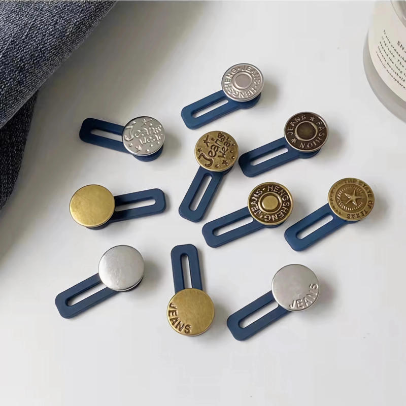 Description Picture 2 of item5pcs Metal Button Extender Perfect To Any Jeans Pants Free Sewing Retractable Jeans Waist Button Extended Buckles Fixing Kit