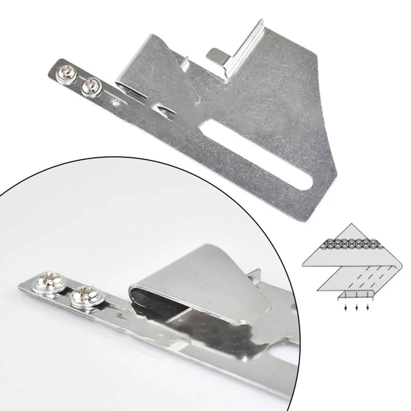 Description Picture 4 of itemAdjustable Fabric Guide Hemmer Device Fit 2 / 3 Needles Coverstitch Sewing Machine Accessories Single Down-turn Folder DY205