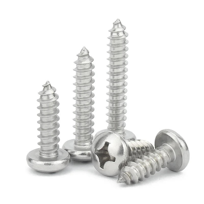 Description Picture 3 of item304 Stainless Steel Round Head Tapping Screws Pan Head Phillips Wood Screws M1.2 M1.4 M1.7 M2 M2.2 M2.6 M3 M3.5 M4 M4.2 M5 M6 M8