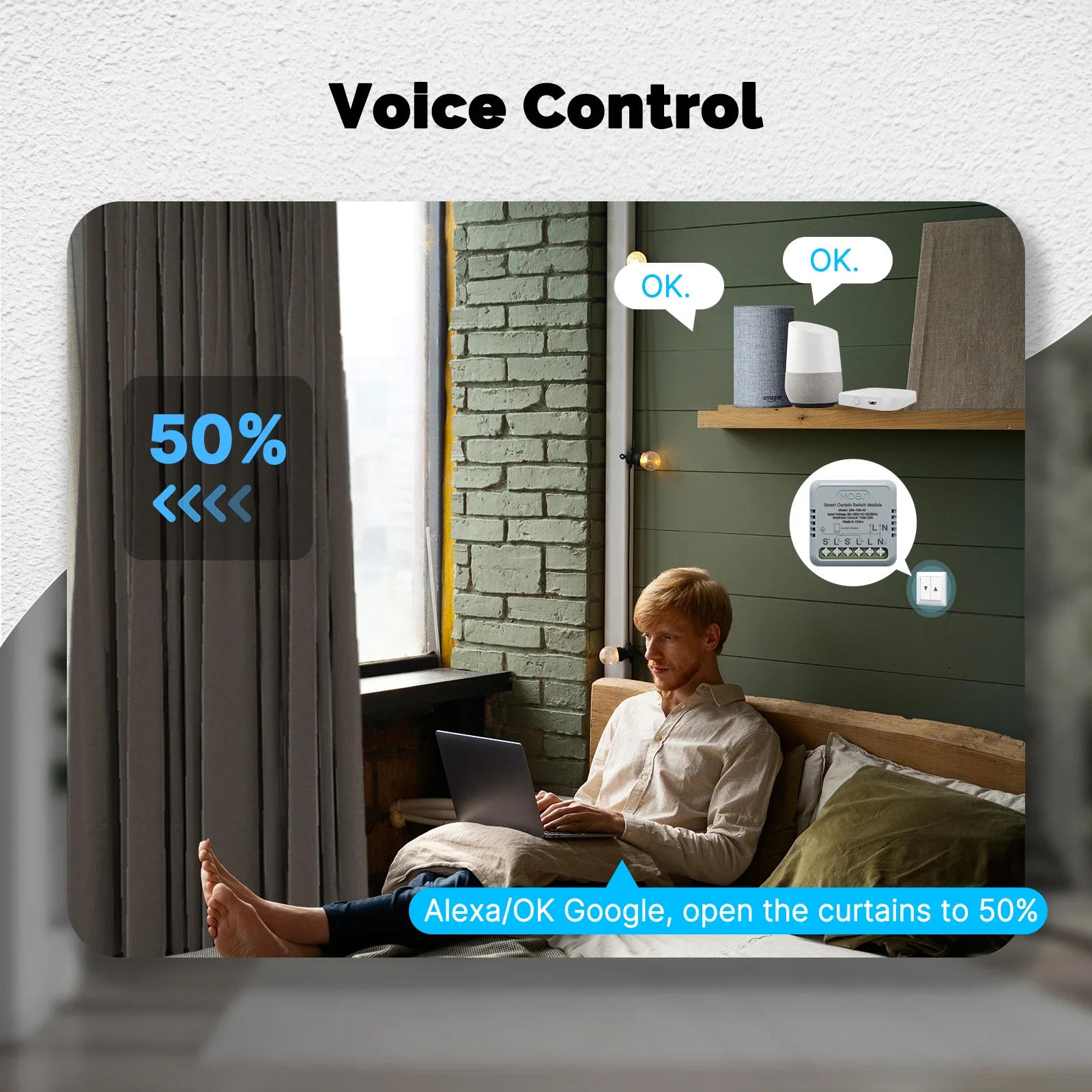 Description Picture 6 of itemMOES Tuya ZigBee WiFi Mini Curtain Switch Module Smart For Rocker Reset Switch Work With Google Home Alexa App Remote Control