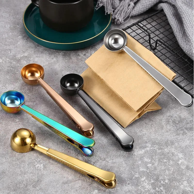 Description Picture 4 of itemStainless Steel Coffee Scoop with Clip, Multi-Function Spoon Bag Sealing Clip for Coffee Beans and Tea Leaves