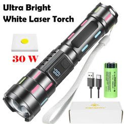 Powerful LED Flashlight  Zoom Torch Portable Tactical Lantern Rechargeable Ultra Powerful Flashlight With TYPE-C Charging