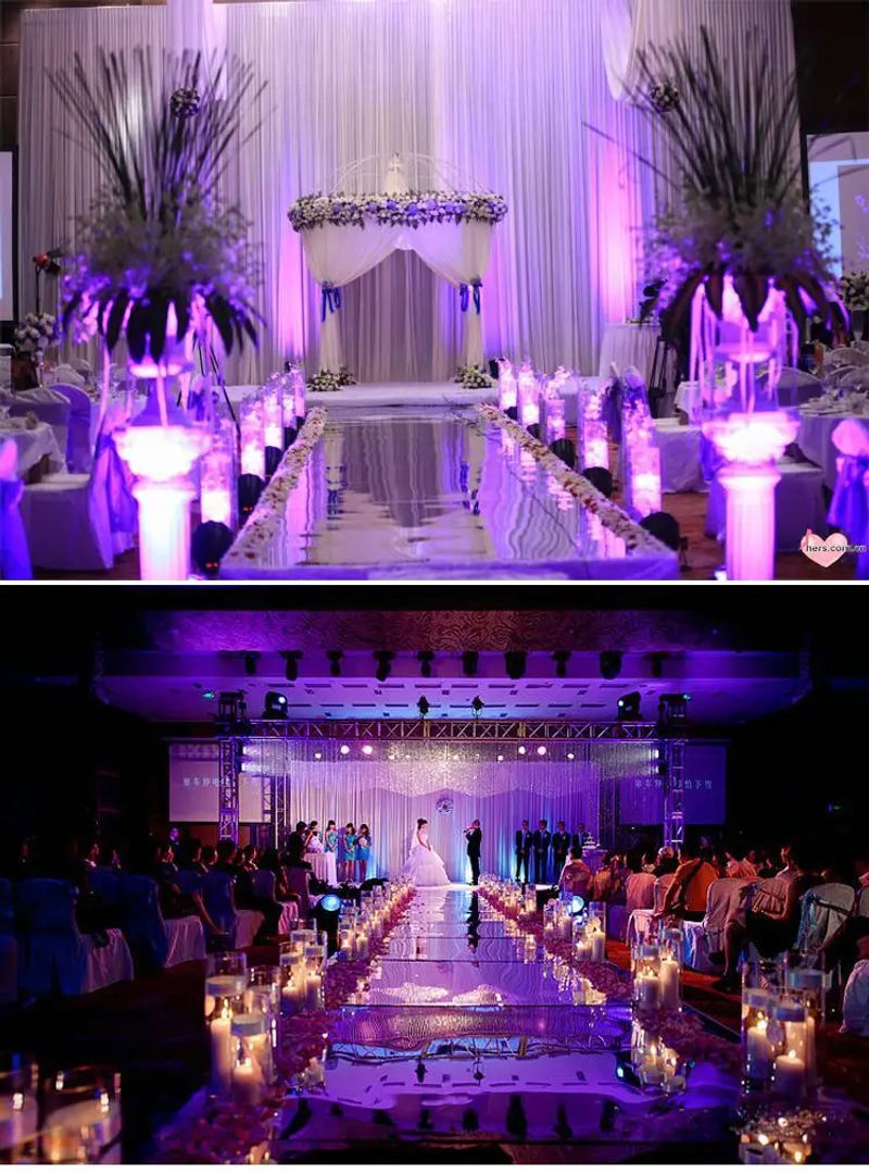 Description Picture 5 of itemLuxury Wedding Centerpieces Mirror Carpet Aisle Runner 1M Wide For Wedding T Station Decoration White Gold Silver Purple Color